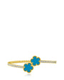 Pavé Cubic Zirconia Wrap Bracelet with Double Resin Clover in Gold-Plated Brass, photo 4