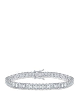 Emerald-Cut Cubic Zirconia Tennis Bracelet in Rhodium-Plated Brass