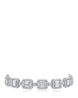 Pulsera de rectángulos enmarcados con zirconias cúbicas baguette en latón bañado en rodio