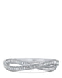 Baguette Cubic Zirconia Overlap Hinged Bangle in Rhodium-Plated Brass, photo 1