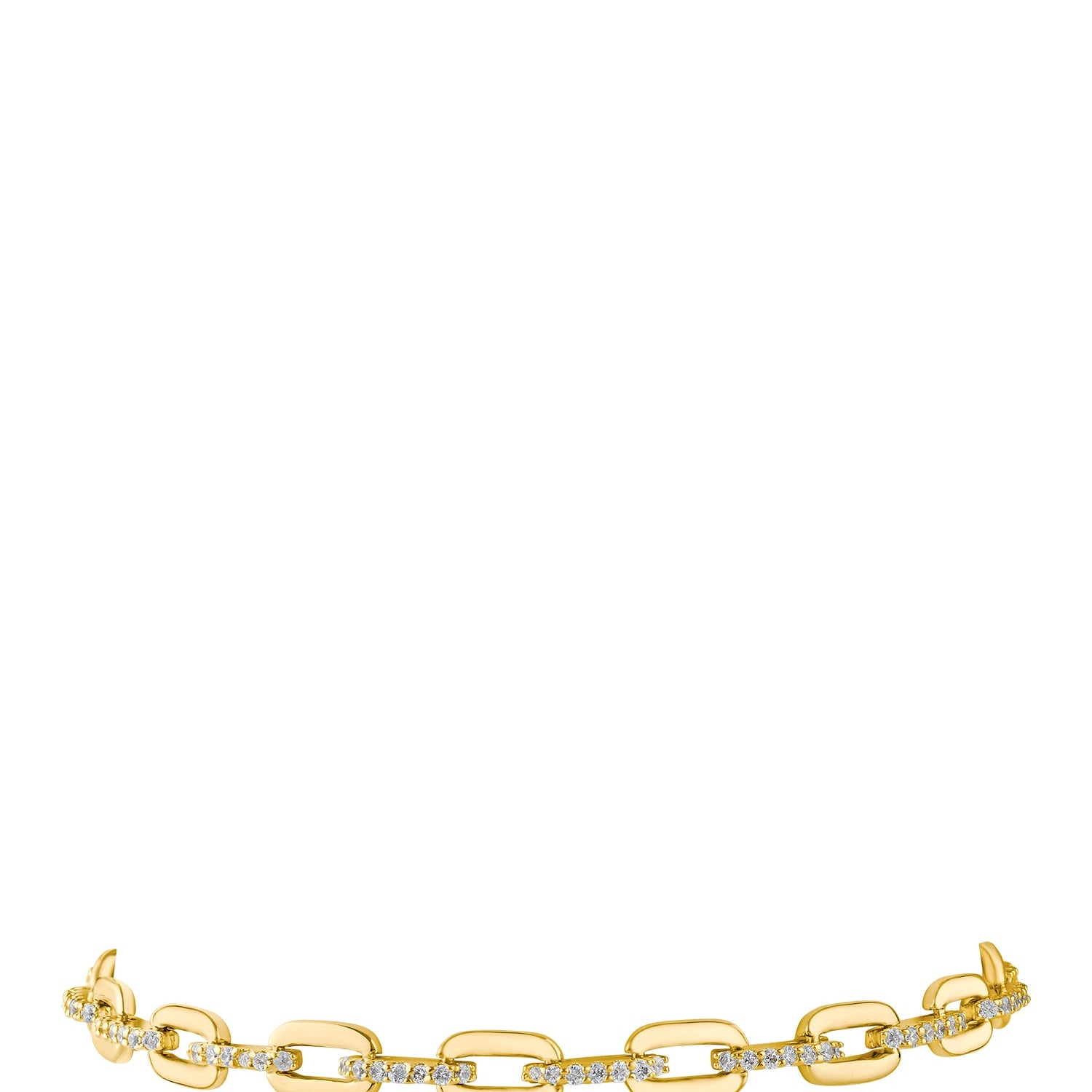 Pulsera de eslabones ovalados con detalles de zirconia cúbica en latón bañado en oro, foto 1