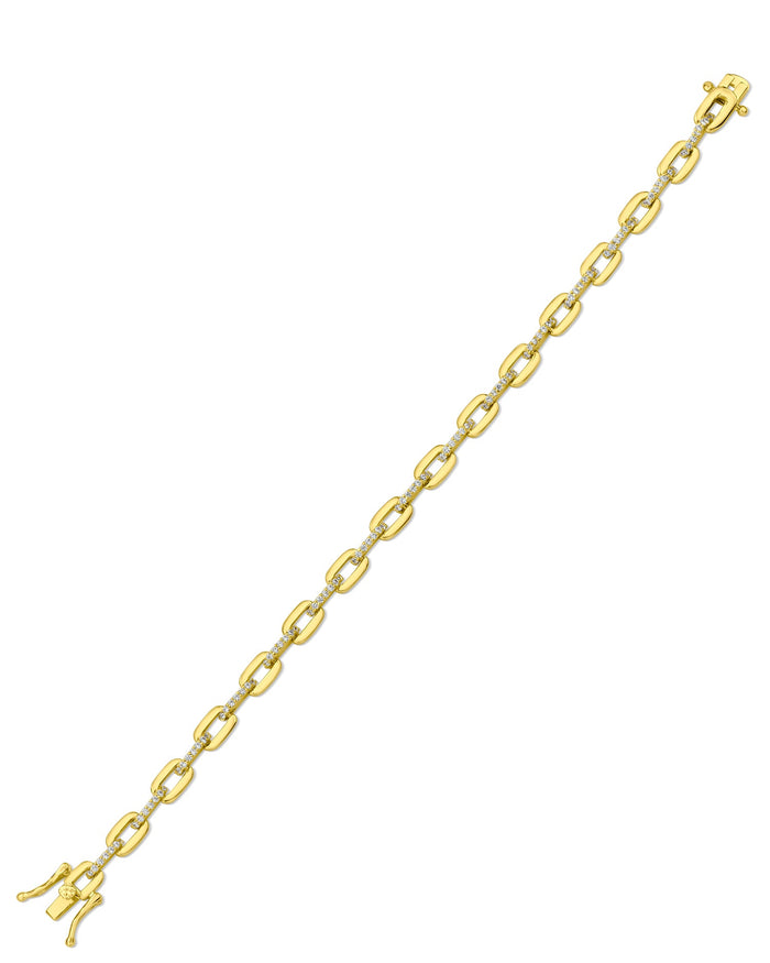 Pulsera de eslabones ovalados con detalles de zirconia cúbica en latón bañado en oro, foto 2