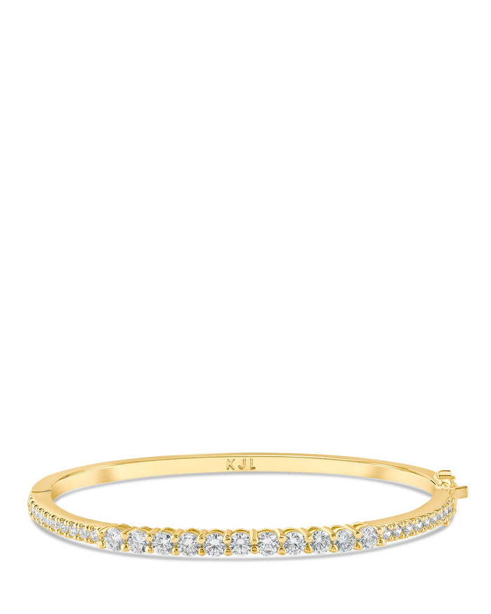 Graduated Round Cubic Zirconia Bangle in Gold-Plated or Rhodium-Plated Brass, photo 2