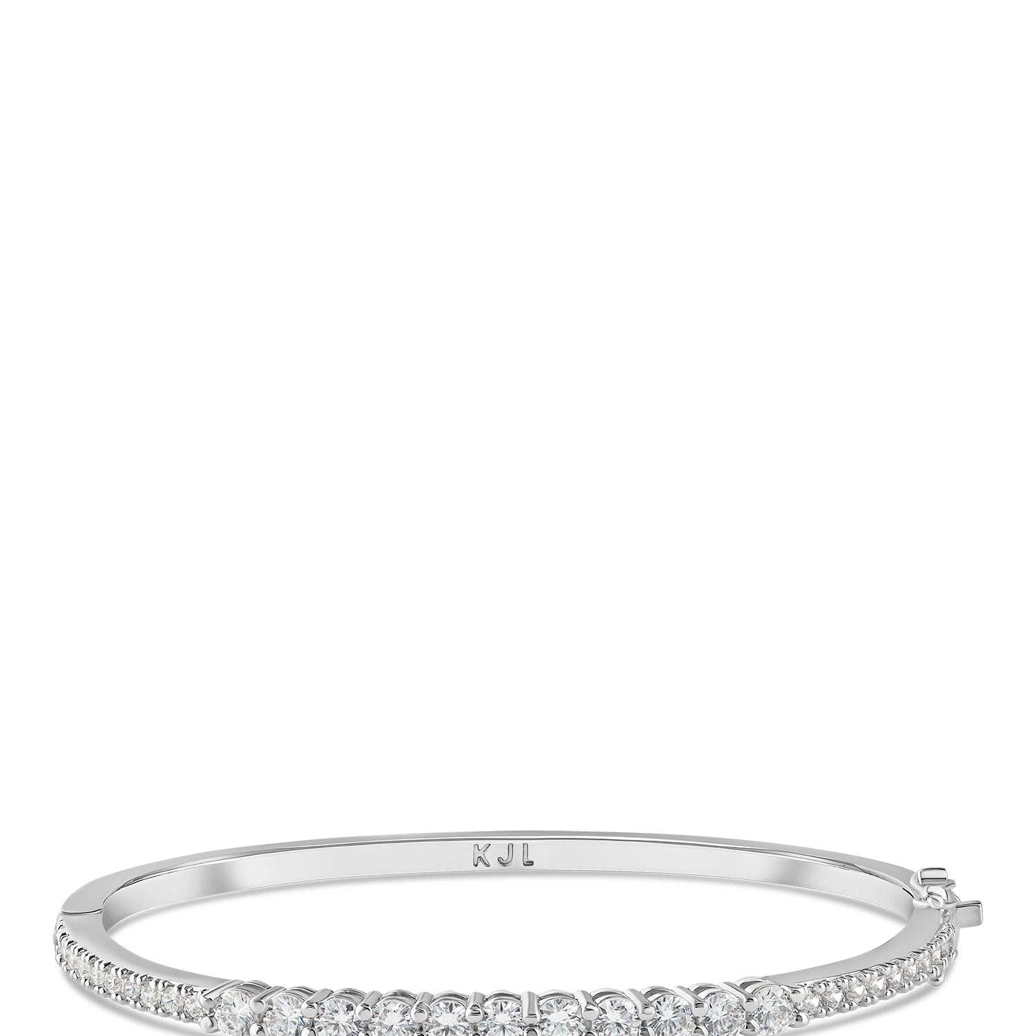 Graduated Round Cubic Zirconia Bangle in Gold-Plated or Rhodium-Plated Brass, photo 1