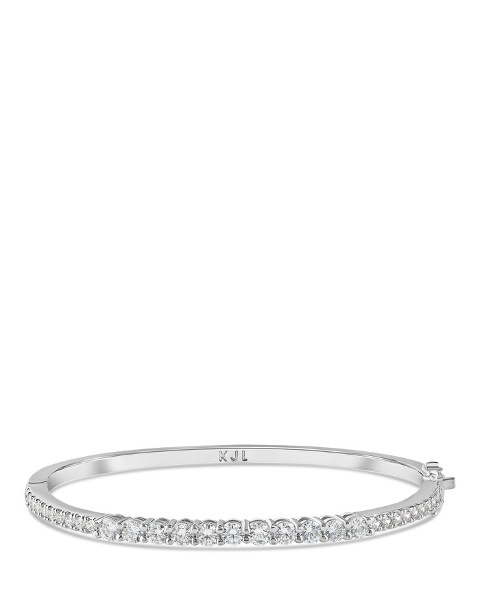 Graduated Round Cubic Zirconia Bangle in Gold-Plated or Rhodium-Plated Brass, photo 1