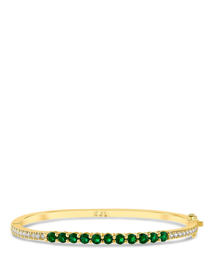 Graduated Round Cubic Zirconia Bangle in Gold-Plated or Rhodium-Plated Brass, photo 3