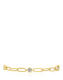 Round Bezel Cubic Zirconia Link Station Bracelet in Gold-Plated Brass, photo 1
