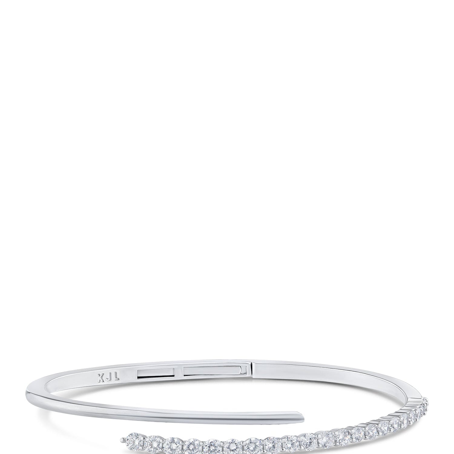 Pulsera envolvente con zirconias cúbicas redondas en latón bañado en rodio o en oro rosa, foto 1