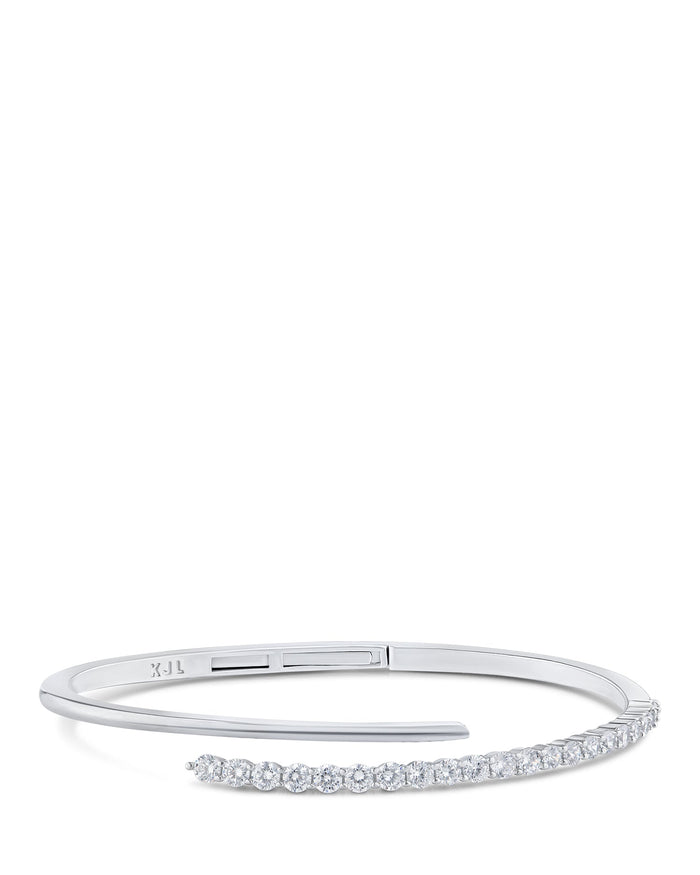 Pulsera envolvente con zirconias cúbicas redondas en latón bañado en rodio o en oro rosa, foto 1