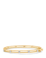 Round Cubic Zirconia Open Station Bracelet in 14K Gold-Plated Brass