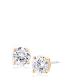 Aretes de botón de 4 garras con zirconia cúbica redonda en latón bañado en oro de 18K, foto 1