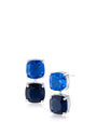 Blue and Violet Cushion-Cut Cubic Zirconia Drop Earrings in Rhodium-Plated Brass, photo 1