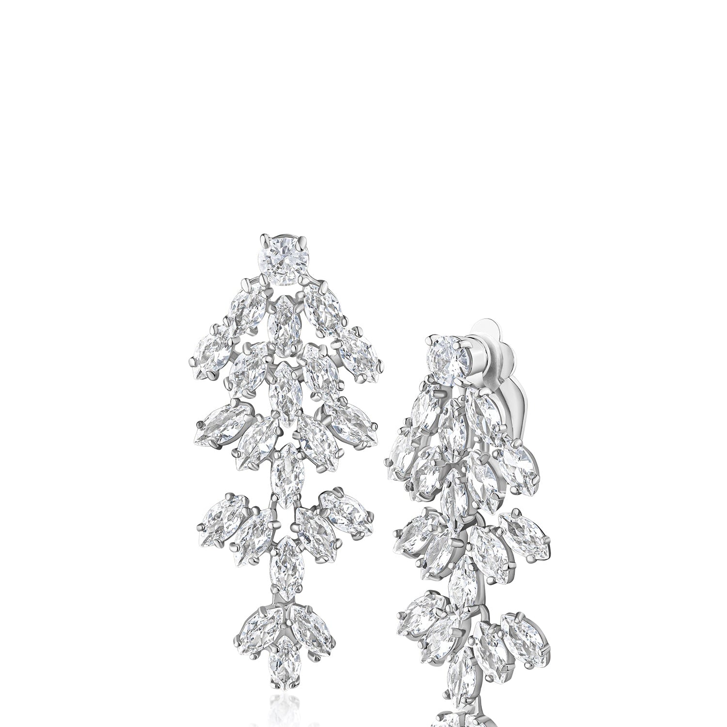 Aretes en cascada con zirconias cúbicas marquesa en latón bañado, foto 1