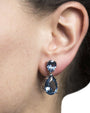 Light Blue Double Pear Cubic Zirconia Drop Earrings in Rhodium-Plated Brass, photo 2