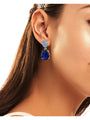 Blue and Light Blue Double Pear Cubic Zirconia Earrings in Gold-Plated Brass, photo 2