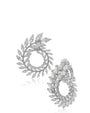 Marquise Cubic Zirconia Foliage Spiral Clip-On Earrings in Rhodium-Plated Brass, photo 1