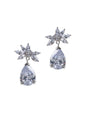 Aretes colgantes con racimo de zirconias cúbicas talla marquesa y gota talla pera en plata de ley, foto 1
