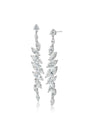 Aretes colgantes lineales con zirconias cúbicas talla marquesa en latón bañado en rodio, foto 1