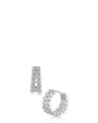 Aretes de aro Huggie dobles con zirconias cúbicas redondas en engaste de bisel en latón en tono dorado o bañado en rodio, foto 2