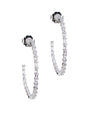 Aretes de aro inside-out con zirconias cúbicas baguette en latón bañado en rodio, foto 1
