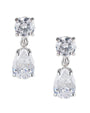 Pear-Shaped Cubic Zirconia Drop Earrings in Rhodium-Plated Brass, photo 1