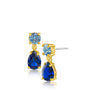 Light Blue and Blue Cubic Zirconia Drop Earrings in 14K Gold-Plated Brass, photo 1