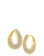 Aretes de aro Huggie curvos con zirconias cúbicas talla marquesa y redondas en latón bañado en oro, foto 1