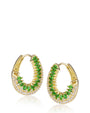 Aretes de aro Huggie curvos con zirconias cúbicas talla marquesa y redondas en latón bañado en oro, foto 3