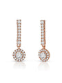 Round Cubic Zirconia Drop Earrings in Rose Gold-Plated or Rhodium-Plated Brass, photo 2