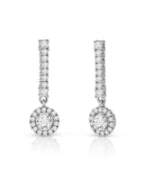 Round Cubic Zirconia Drop Earrings in Rose Gold-Plated or Rhodium-Plated Brass