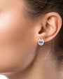 Aretes de botón con zirconia cúbica ovalada en latón bañado en rodio, foto 2