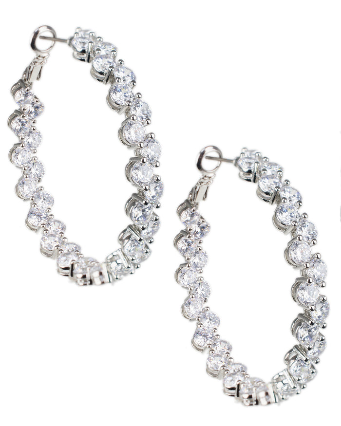 Aretes de aro con zirconias cúbicas redondas en plata de ley, foto 1