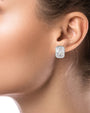 Large Emerald-Cut Cubic Zirconia Stud Earrings in Rhodium-Plated Brass, photo 2