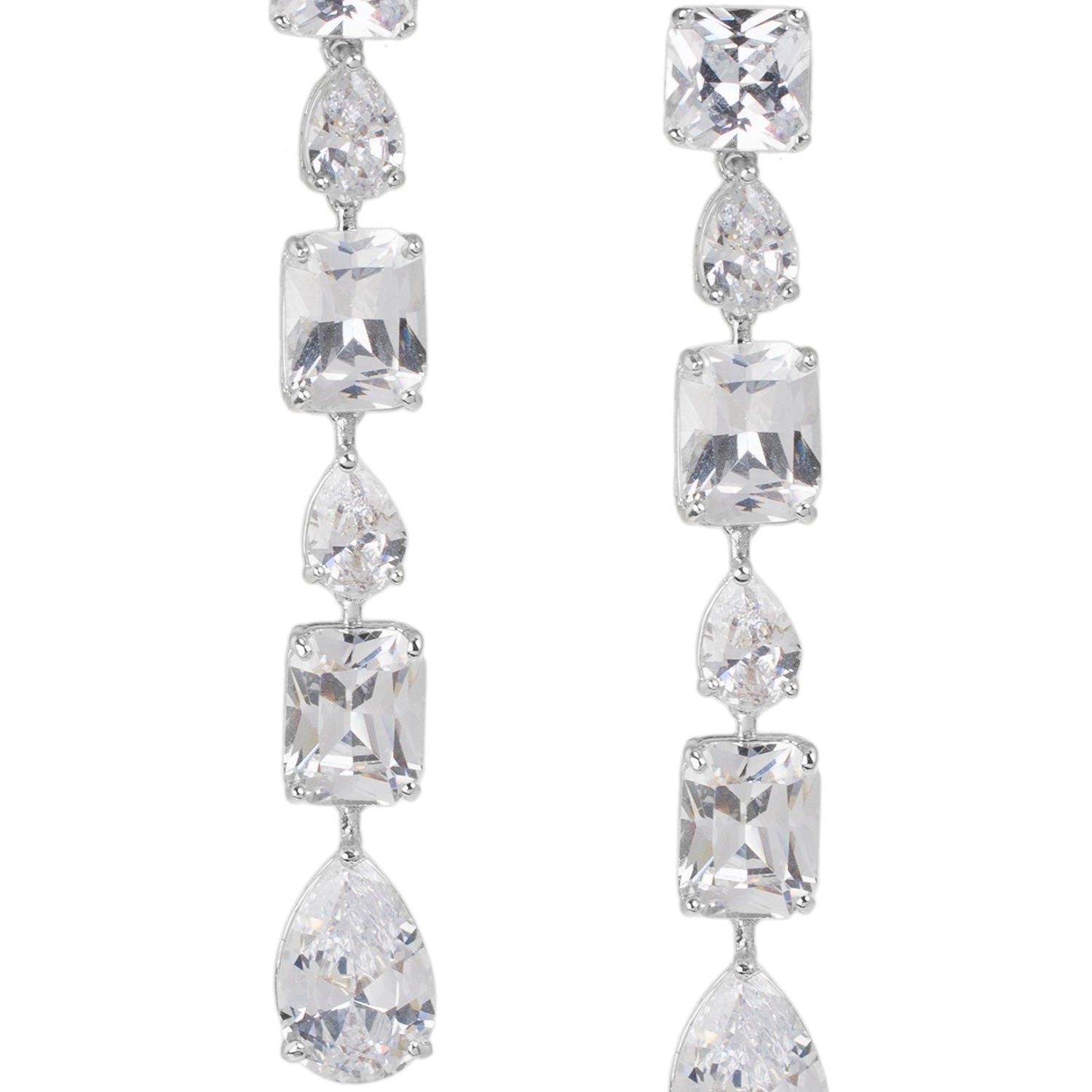 Multi-Shape Cubic Zirconia Drop Earrings in Sterling Silver, photo 1