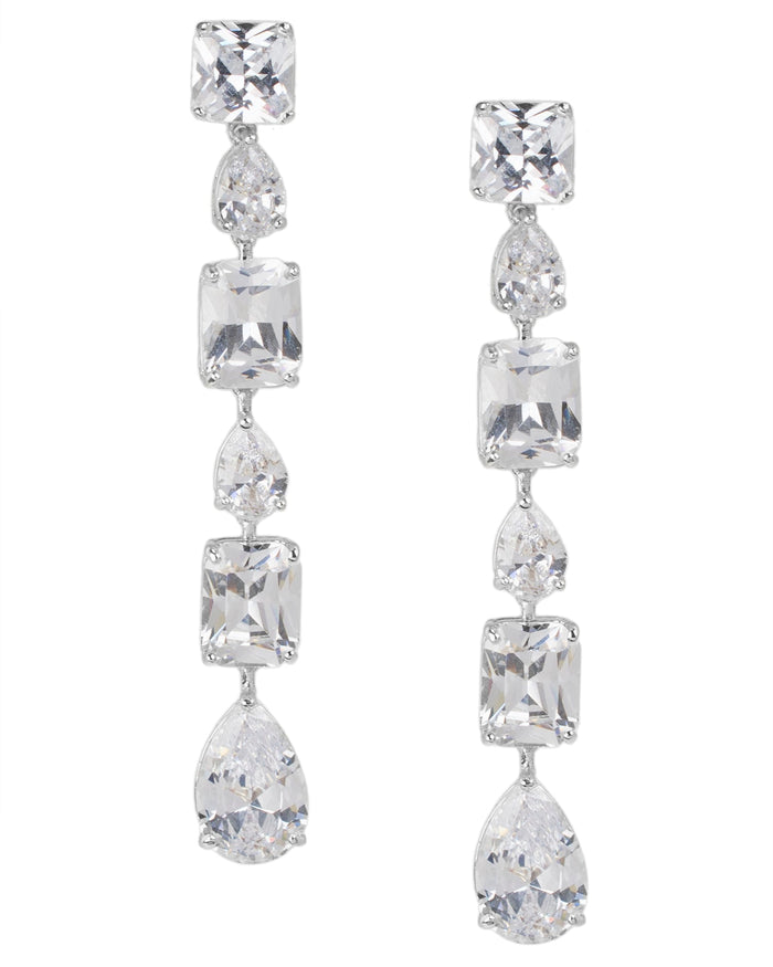 Multi-Shape Cubic Zirconia Drop Earrings in Sterling Silver, photo 1