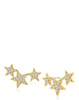 Aretes Crawler de tres estrellas con zirconias cúbicas en engaste pavé en latón bañado en rodio o en oro, foto 2