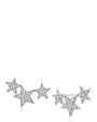 Aretes Crawler de tres estrellas con zirconias cúbicas en engaste pavé en latón bañado en rodio o en oro, foto 1