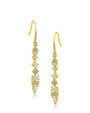 Aretes colgantes con zirconias cúbicas transparentes y esmeriladas de varias formas en latón bañado en oro, foto 1