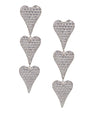 Pavé Cubic Zirconia Triple Heart Strand Earrings in Rhodium-Plated Brass, photo 1