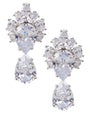 Double Pear Cubic Zirconia Earrings with Cluster Top in Rhodium-Plated Brass, photo 1