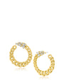 Aretes de medio aro de cadena con zirconias cúbicas talla pera en latón bañado en oro de 18K, foto 1