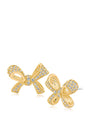 Pavé Cubic Zirconia Bow Stud Earrings in Gold-Plated or Rhodium-Plated Brass, photo 2