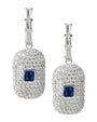 Aretes colgantes pavé con acento de zirconia cúbica baguette azul en latón bañado en rodio, foto 1