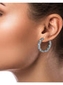 Aretes de aro de racimo con zirconias cúbicas redondas en latón bañado en rodio, foto 2