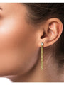 Aretes colgantes de cadena barbada con zirconia cúbica en talla pera en latón bañado en oro, foto 2
