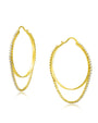 Aretes de aro drapeados con zirconias cúbicas redondas en latón bañado en oro de 18K, foto 1