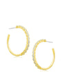 Aretes de aro grandes con zirconias cúbicas baguette en latón bañado, foto 2