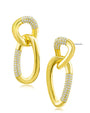 Aretes colgantes de eslabones redondos y ovalados con zirconias cúbicas pavé en latón bañado en oro o en rodio, foto 2
