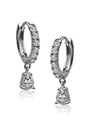 Aretes de aro Huggie con caída de zirconia cúbica talla pera en latón bañado en oro o en rodio, foto 2