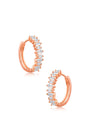 Aretes de aro con zirconias cúbicas baguette en latón bañado en rodio o en oro rosa, foto 2